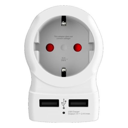 Rejseadapter til USA 230V + 2x USB-port