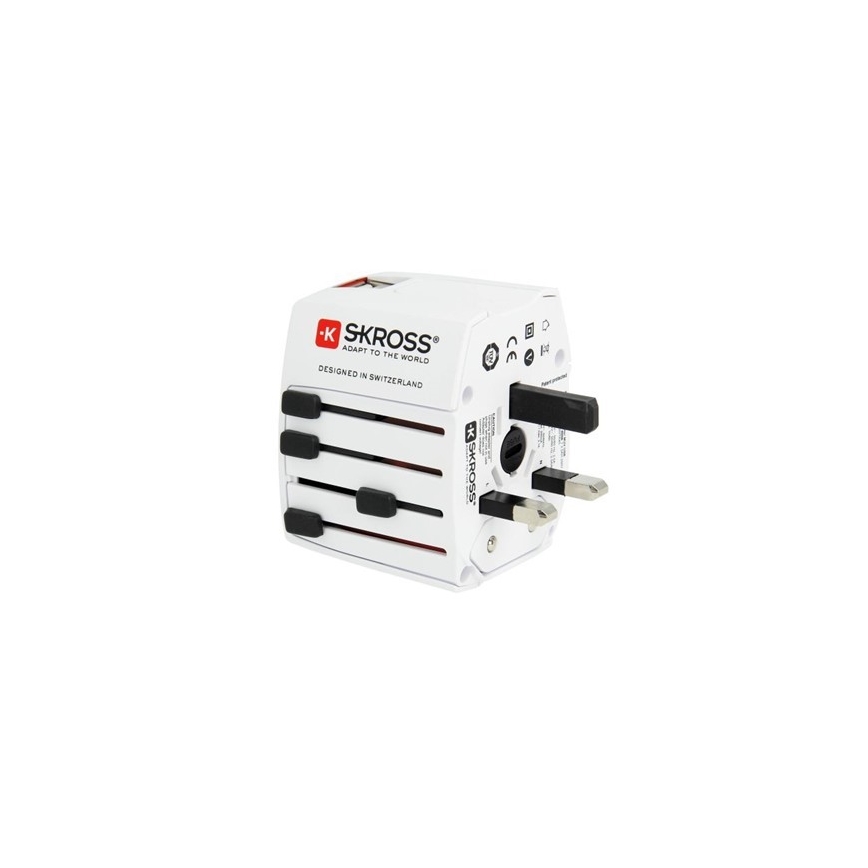 International rejseadapter 230V + 2x USB-porte