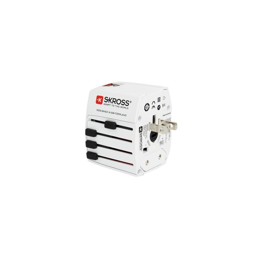 International rejseadapter 230V + 2x USB-porte