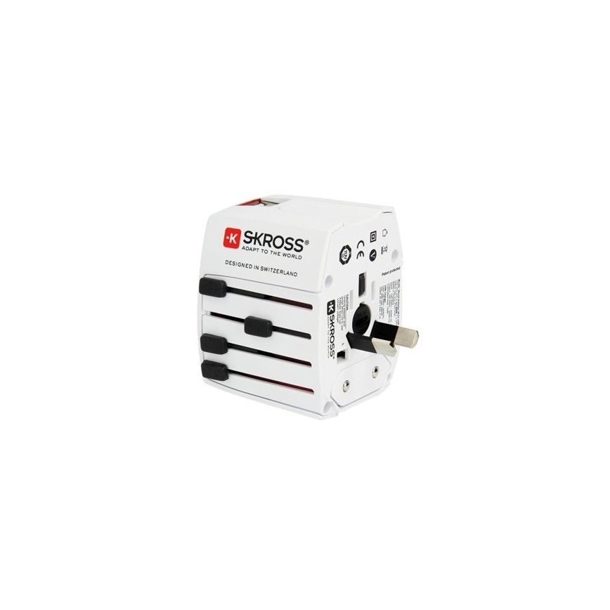International rejseadapter 230V + 2x USB-porte