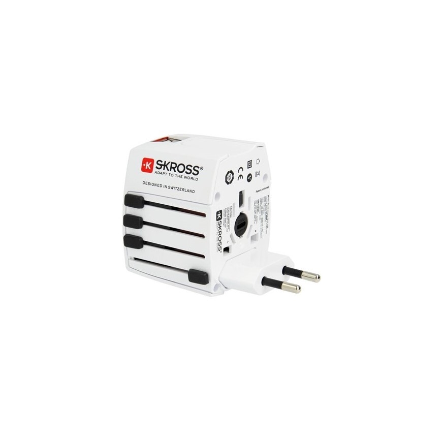 International rejseadapter 230V + 2x USB-porte