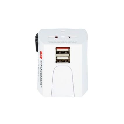 International rejseadapter 230V + 2x USB-porte