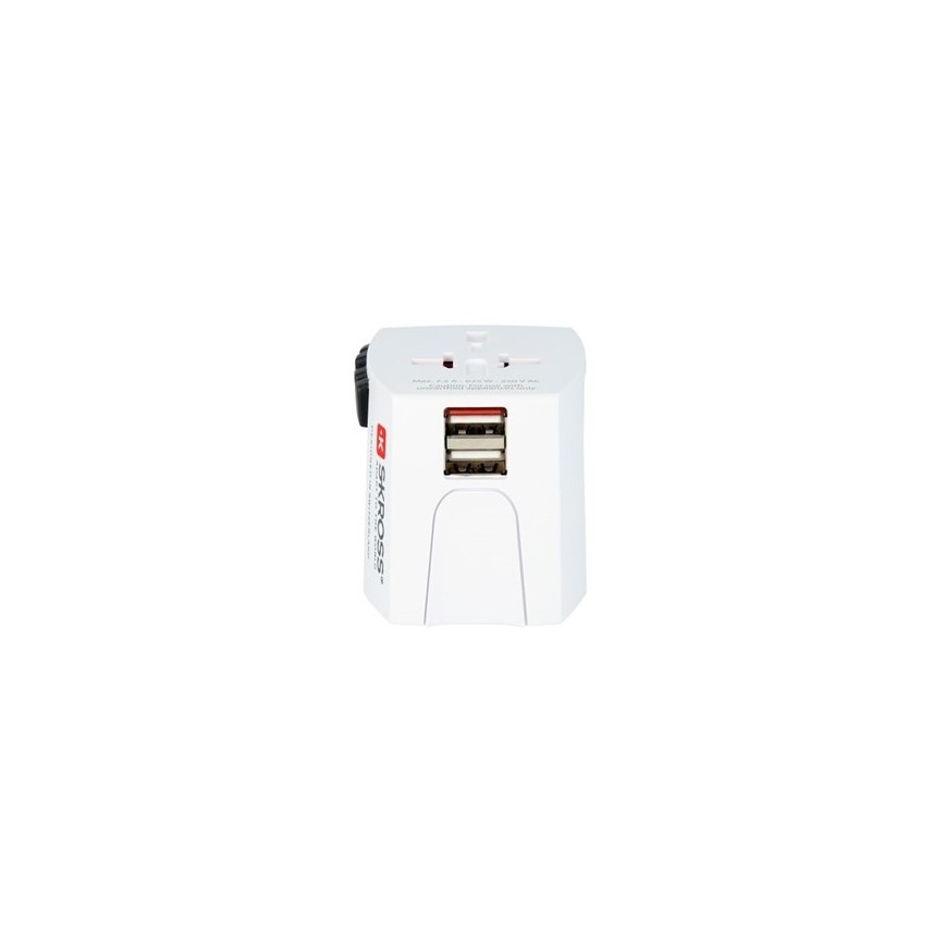 International rejseadapter 230V + 2x USB-porte