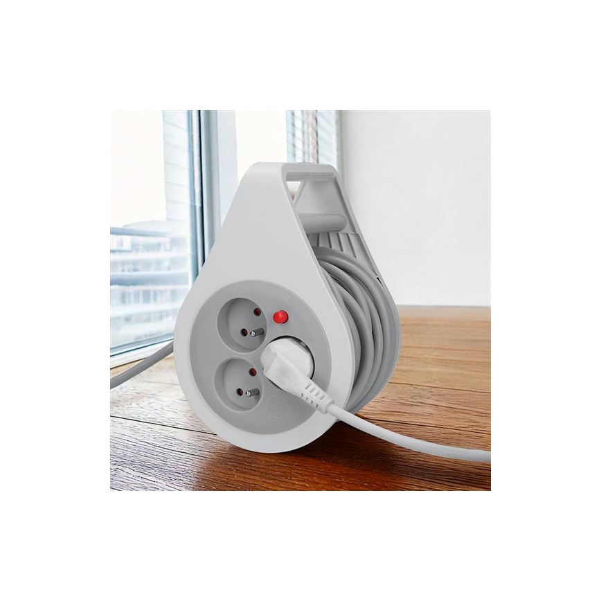 Forlængerledning på tromle, 3x udtag, 10 m