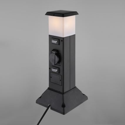 Udendørslampe med 2 stikkontakter 1xE14/15W/230V IP44 sort