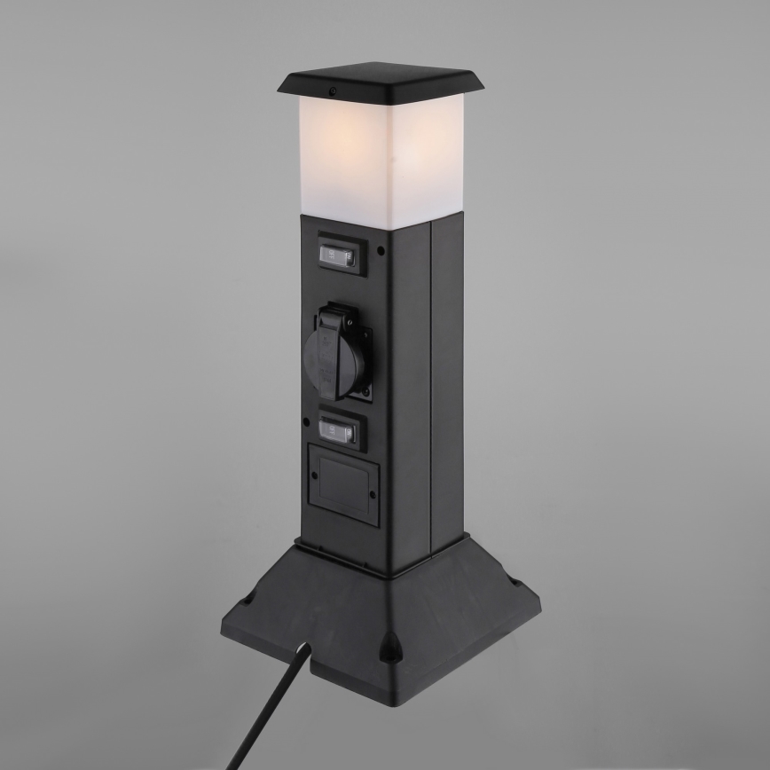 Udendørslampe med 2 stikkontakter 1xE14/15W/230V IP44 sort