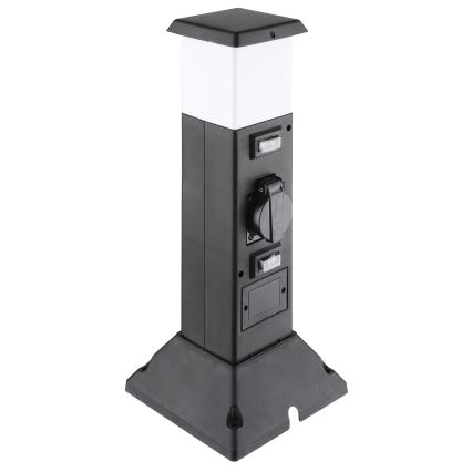 Udendørslampe med 2 stikkontakter 1xE14/15W/230V IP44 sort