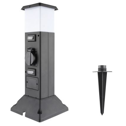 Udendørslampe med 2 stikkontakter 1xE14/15W/230V IP44 sort