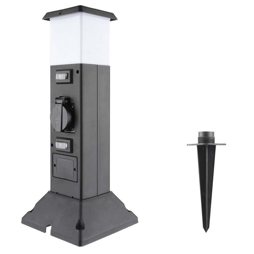 Udendørslampe med 2 stikkontakter 1xE14/15W/230V IP44 sort