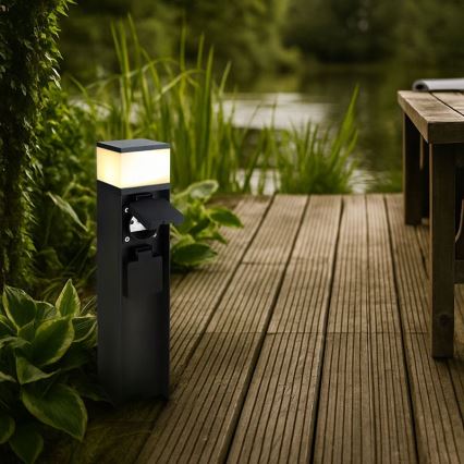 Udendørslampe med 2 stikkontakter 1xG9/11W/230V IP44 sort