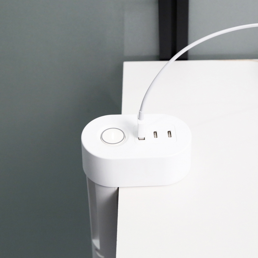 Stikkontakt søjle til bordplade 3x230V + 2xUSB-C + 1xUSB-A hvid