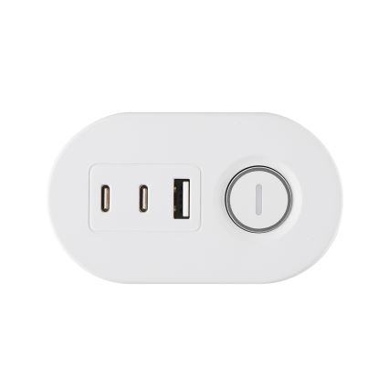 Stikkontakt søjle til bordplade 3x230V + 2xUSB-C + 1xUSB-A hvid