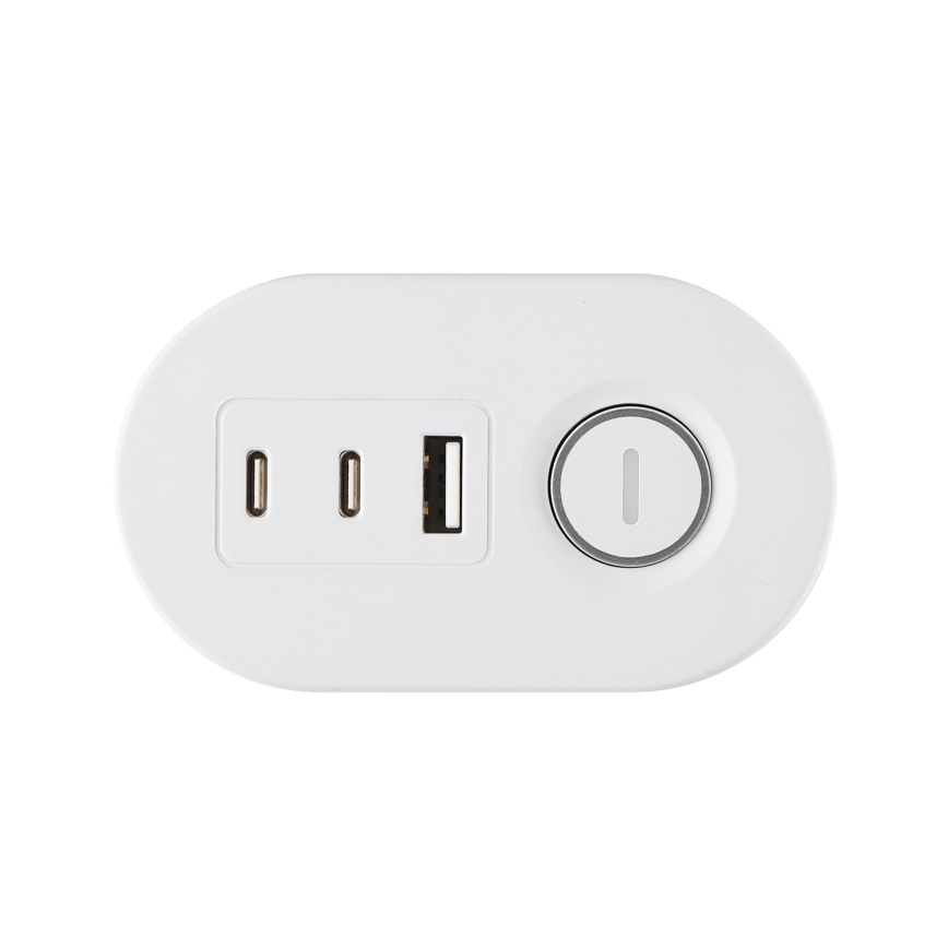 Stikkontakt søjle til bordplade 3x230V + 2xUSB-C + 1xUSB-A hvid