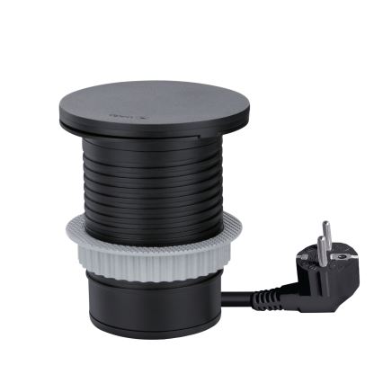 Indbygget stikkontakt med 10 W trådløs opladning, 1x stikkontakt + USB-A og USB-C, sort