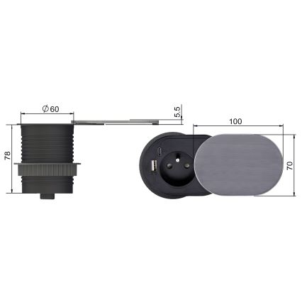Indbygget socket 1Z + USB A+C