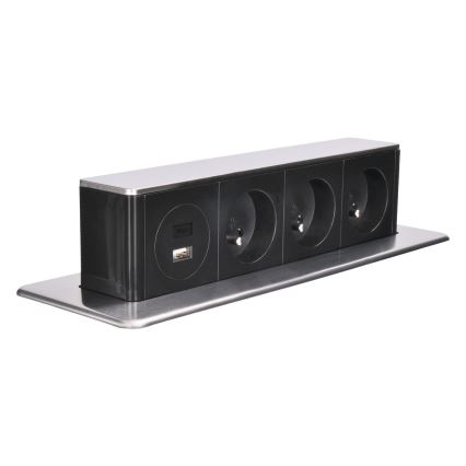 Stikkolonne til bordplade 3x230V + USB-A + USB-C