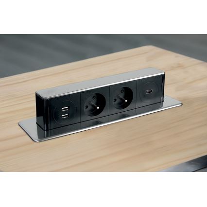 Stikdåse til bordplade 2x230V + 2x USB + HDMI