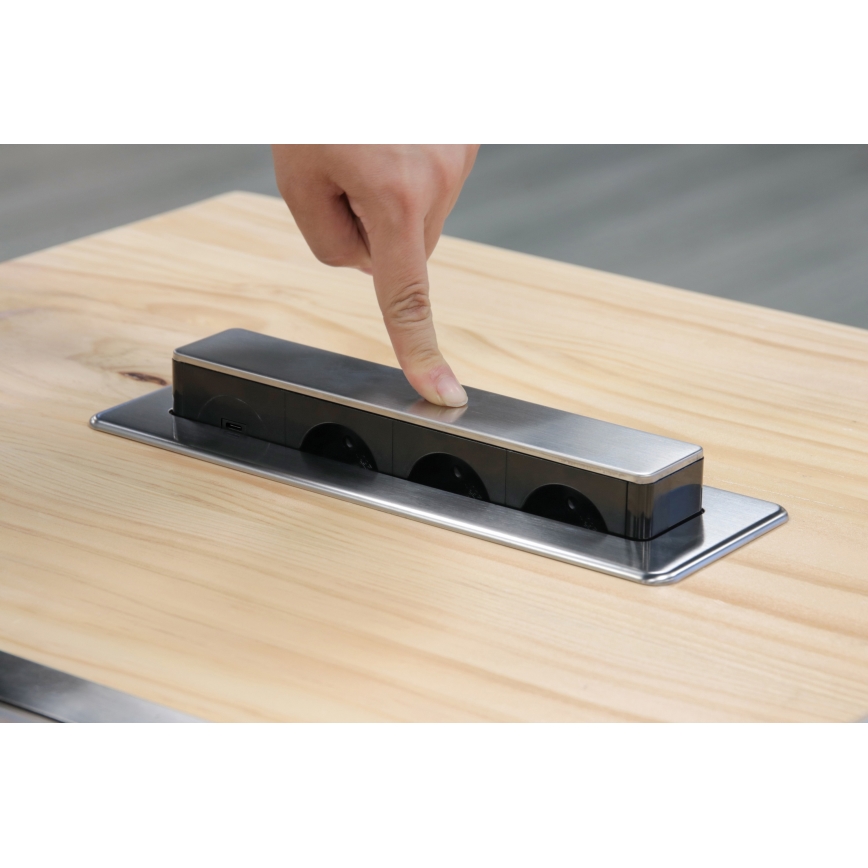 Stikdåse til bordplade 3x230V + USB-A + USB-C