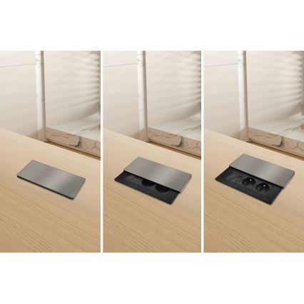 Indbygningsstikkontakt 20W, 2 x stikkontakter + USB-A + USB-C + HDMI