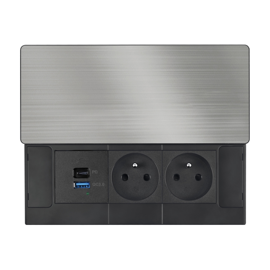 Indbygget stikkontakt 65W, 2 udtag + USB-A + USB-C