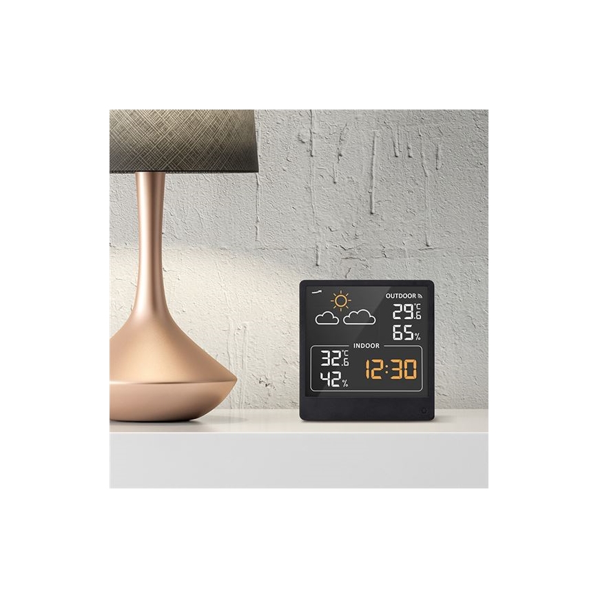 Digitalt termometer 5V/2xAAA + 2xAAA sort