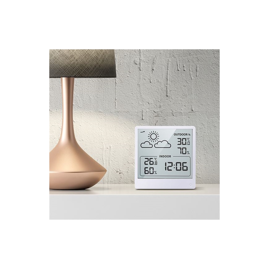 Digitalt termometer 5V/2xAAA + 2xAAA hvid