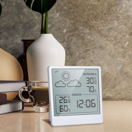 Digitalt termometer 5V/2xAAA + 2xAAA hvid