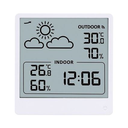 Digitalt termometer 5V/2xAAA + 2xAAA hvid