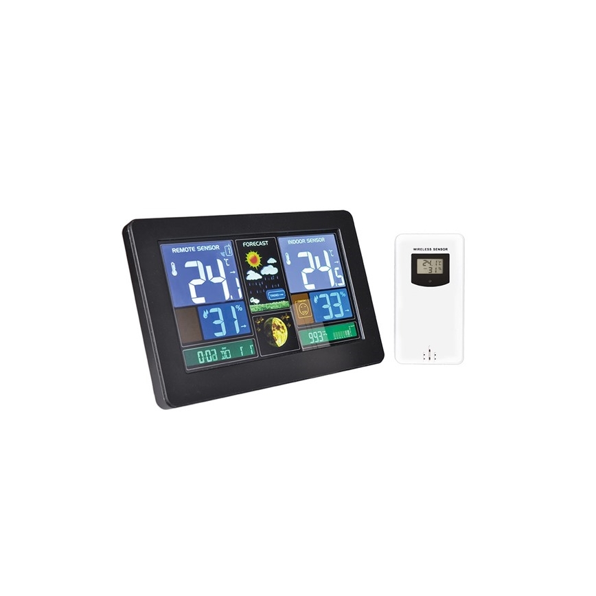 Vejrstation med LCD-skærm USB-opladning, sort
