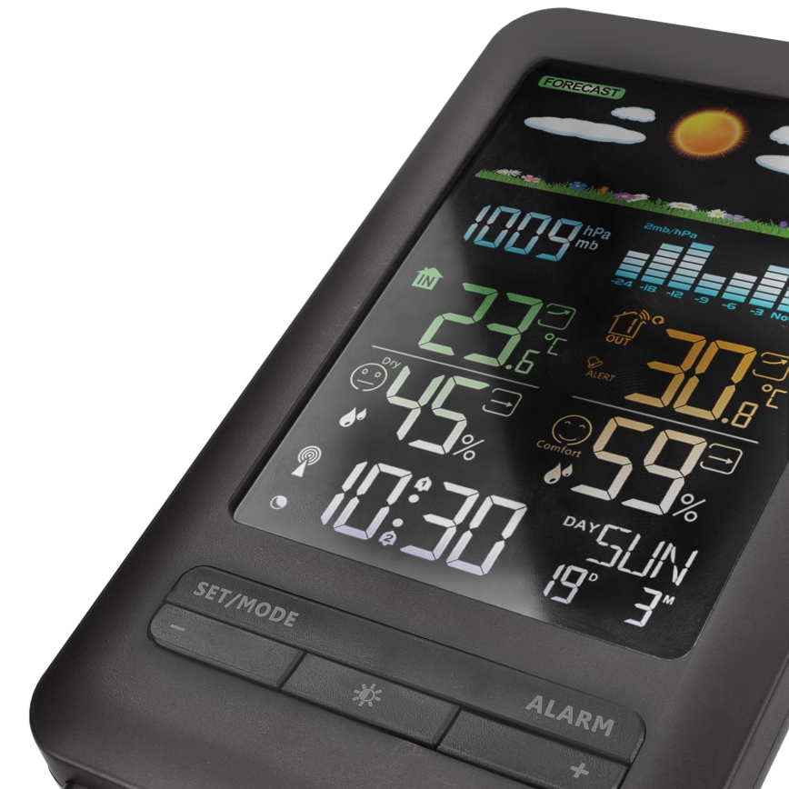 Vejrstation med LCD-skærm 2xAA + 2xAA sort