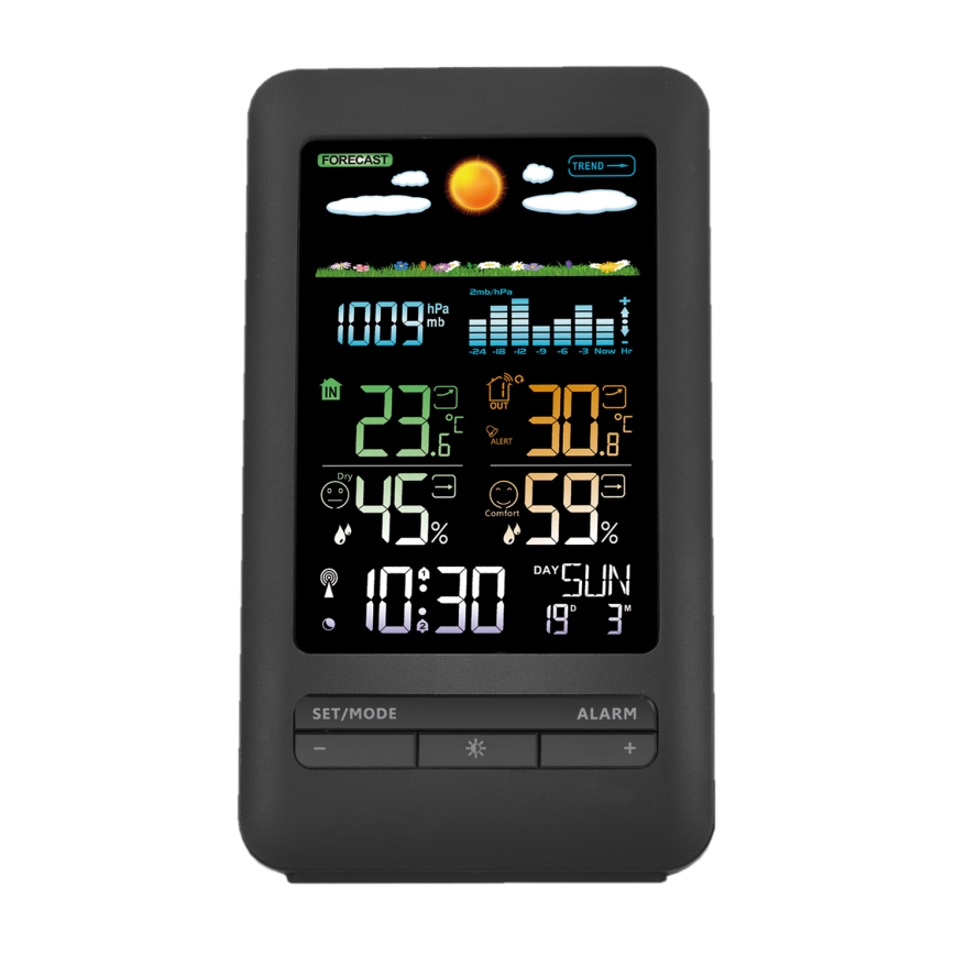 Vejrstation med LCD-display 2xAA sort