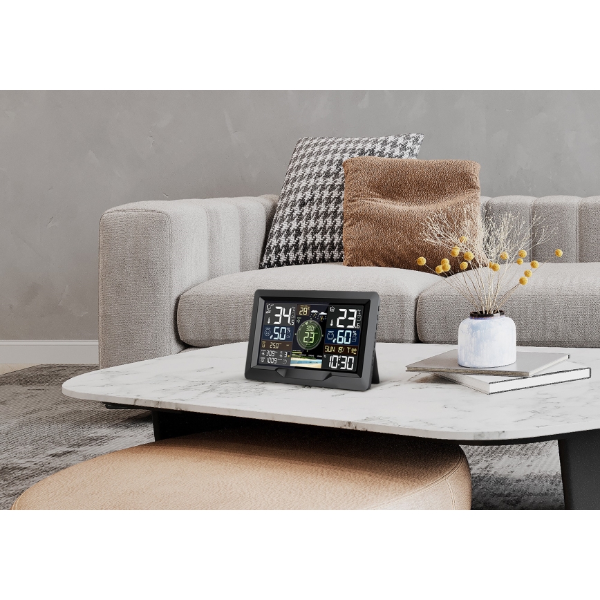 Professionel vejrstation med farve LCD-skærm 5V/2xAA + 3xAA + 2xAA Wi-Fi Tuya