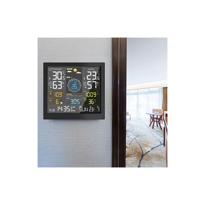 Professionel vejrstation med LCD-display 5V/2xAA + 3xAAA Wi-Fi