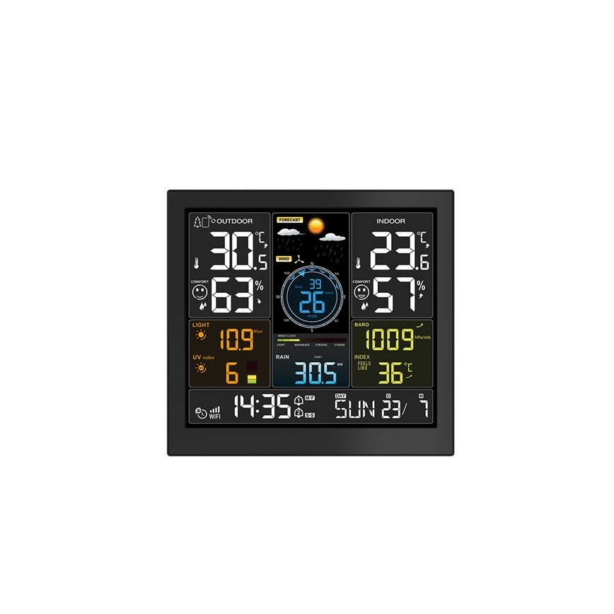 Professionel vejrstation med LCD-display 5V/2xAA + 3xAAA Wi-Fi