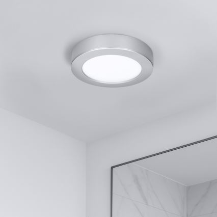 LED overflade-/indbygningspanel 2-i-1, 12W, 230V, 3000/4000/6000K, Ø17 cm, IP54, sølv