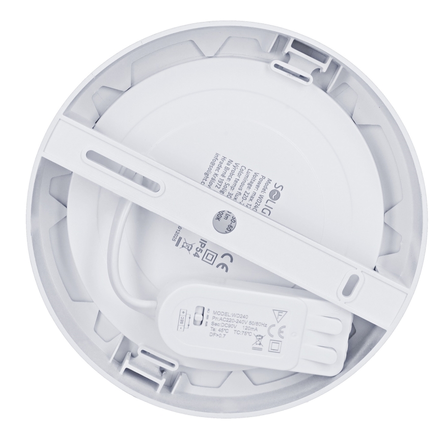 LED overflade-/indbygningspanel 2-i-1, 12W, 230V, 3000/4000/6000K, Ø17 cm, IP54, sølv