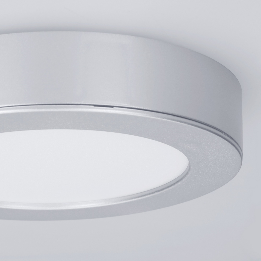 LED overflade-/indbygningspanel 2-i-1, 12W, 230V, 3000/4000/6000K, Ø17 cm, IP54, sølv