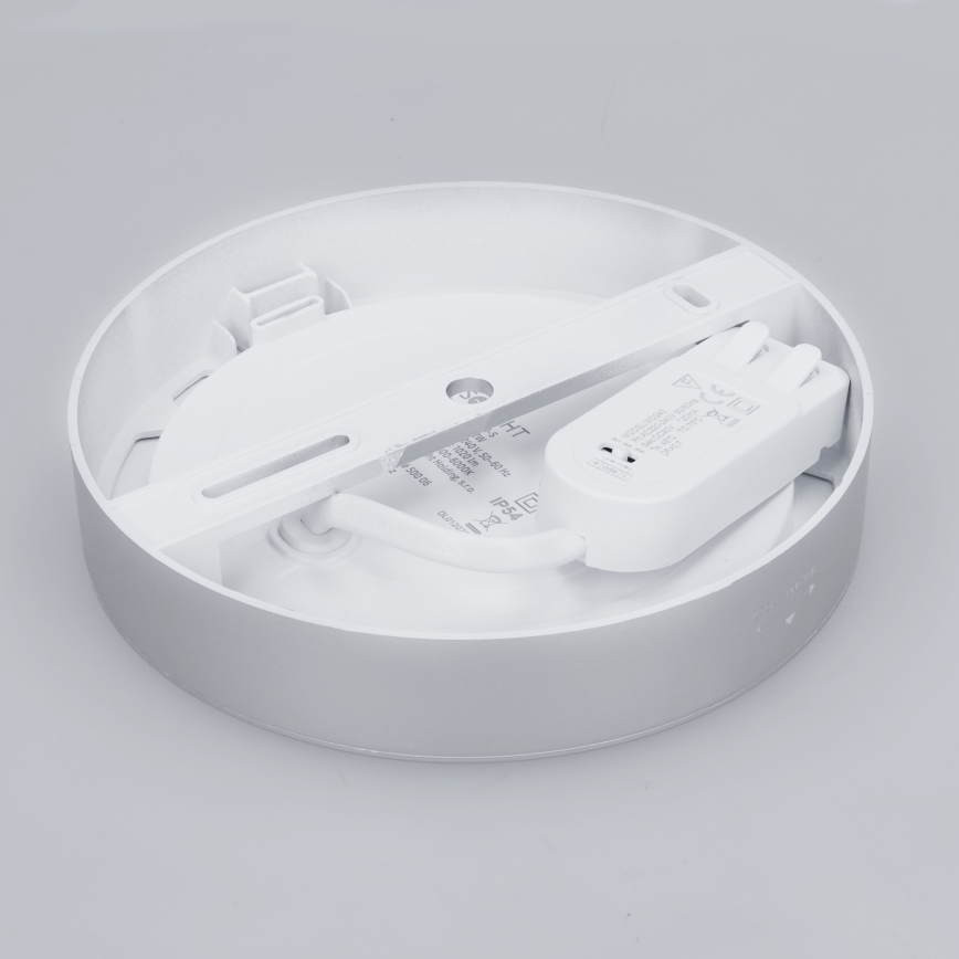 LED overflade-/indbygningspanel 2-i-1, 12W, 230V, 3000/4000/6000K, Ø17 cm, IP54, sølv