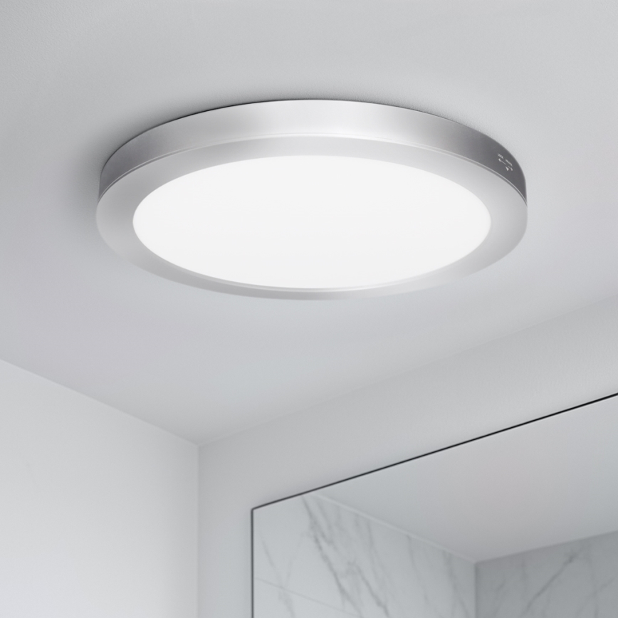 LED 2-i-1 overflade-/indbygget panel 24W/230V 3000/4000/6000K Ø 30 cm IP54 sølv