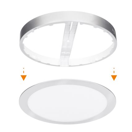 LED 2-i-1 overflade-/indbygget panel 24W/230V 3000/4000/6000K Ø 30 cm IP54 sølv