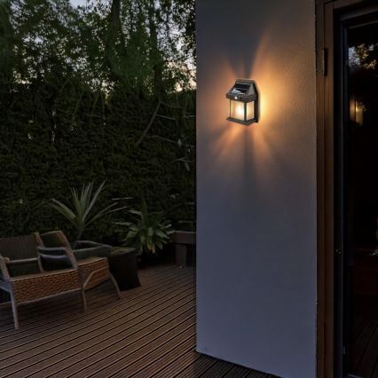 LED-dæmpbar solcellelanterne med sensor LED/3,7V IP44 1200 mAh