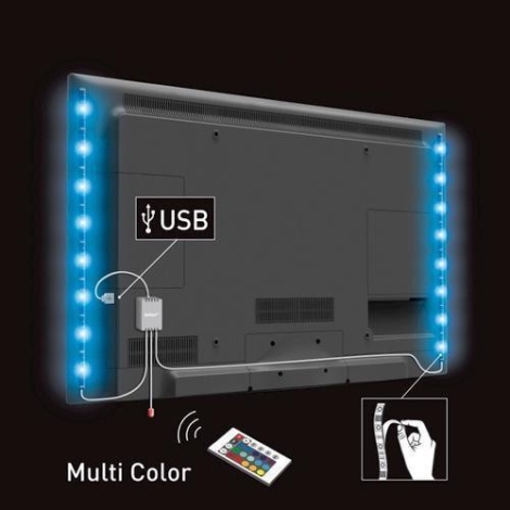 Turbulens Karriere Autonomi Solight WM504 - 2x LED lysbånd til TV med fjernbetjening RGB IP65 LED/USB  50 cm | Lampemania