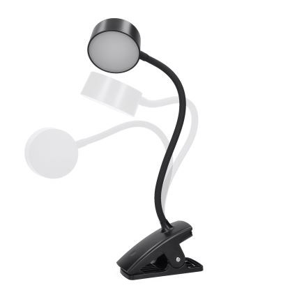LED Dæmpbar fleksibel genopladelig bordlampe med klemme LED/2W/1800 mAh 3000/4000/6500K sort