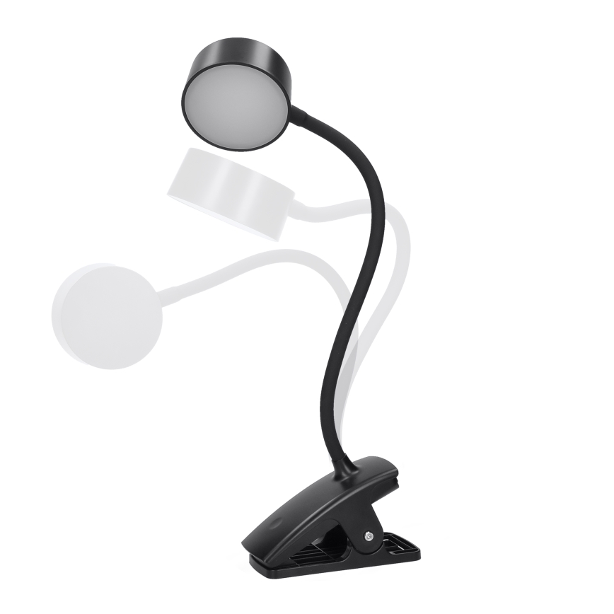 LED Dæmpbar fleksibel genopladelig bordlampe med klemme LED/2W/1800 mAh 3000/4000/6500K sort