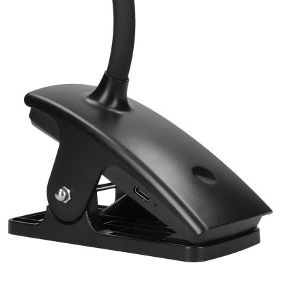 LED Dæmpbar fleksibel genopladelig bordlampe med klemme LED/2W/1800 mAh 3000/4000/6500K sort