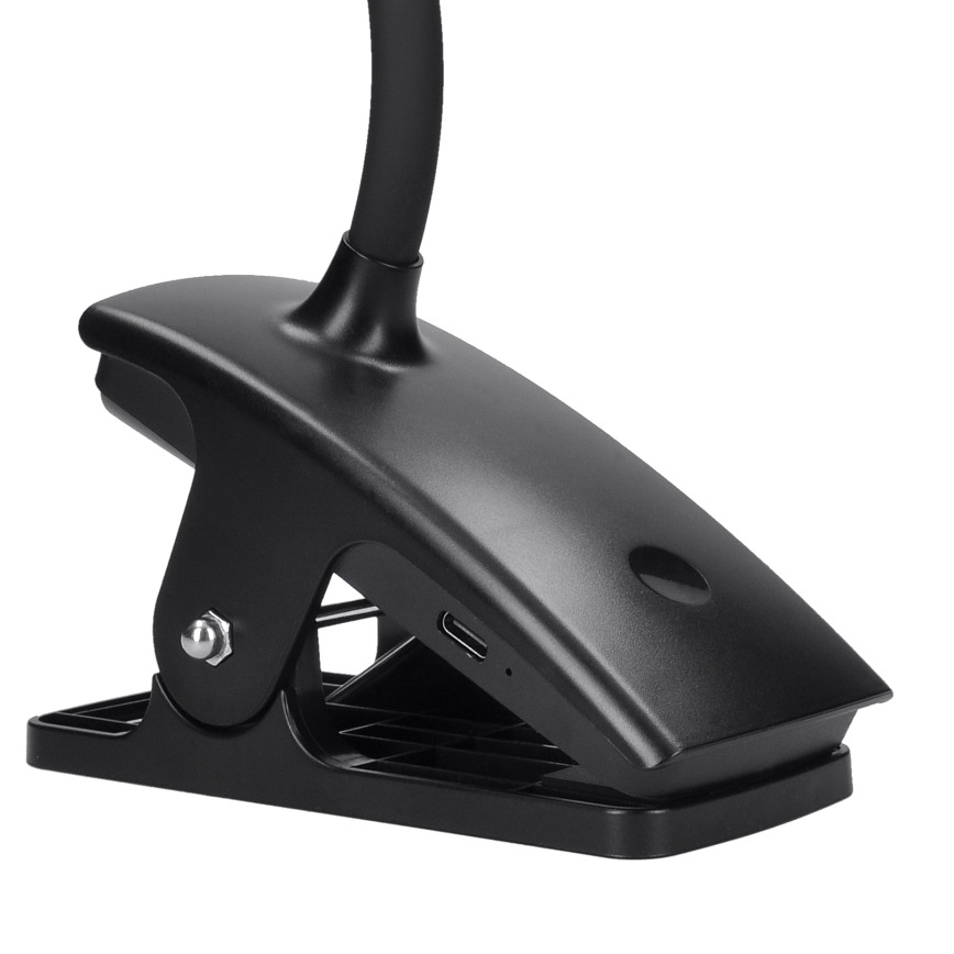LED Dæmpbar fleksibel genopladelig bordlampe med klemme LED/2W/1800 mAh 3000/4000/6500K sort