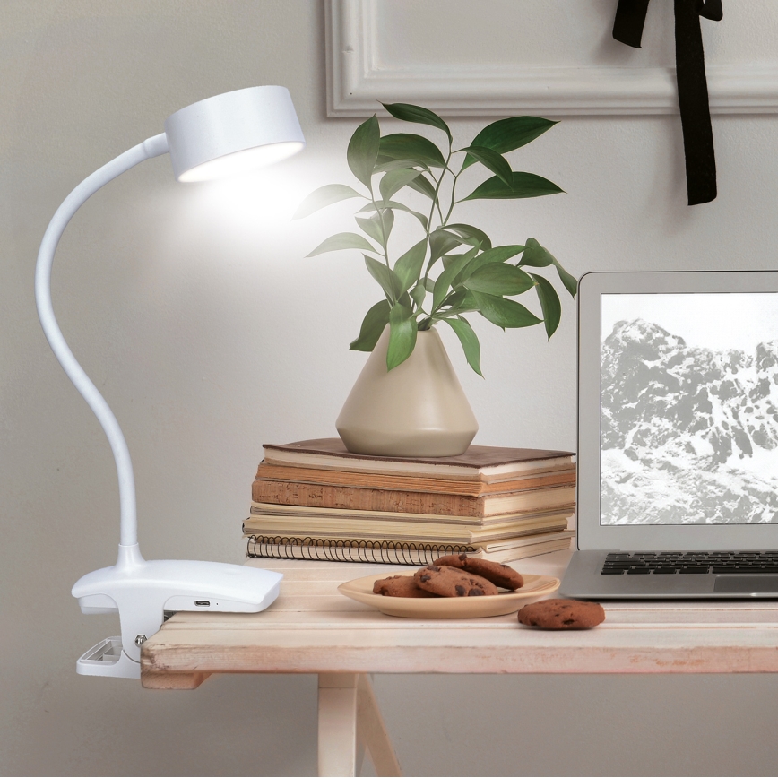 LED Dæmpbar fleksibel genopladelig bordlampe med klemme LED/2W/1800 mAh 3000/4000/6500K hvid