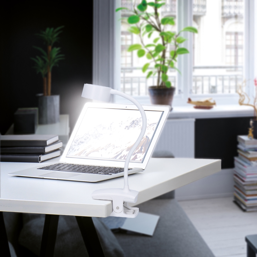 LED Dæmpbar fleksibel genopladelig bordlampe med klemme LED/2W/1800 mAh 3000/4000/6500K hvid