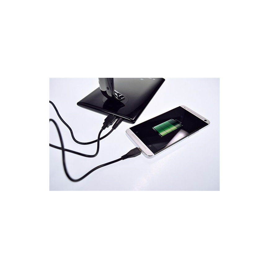 LED bordlampe med USB-stik dæmpbar LED/12W/230V sort