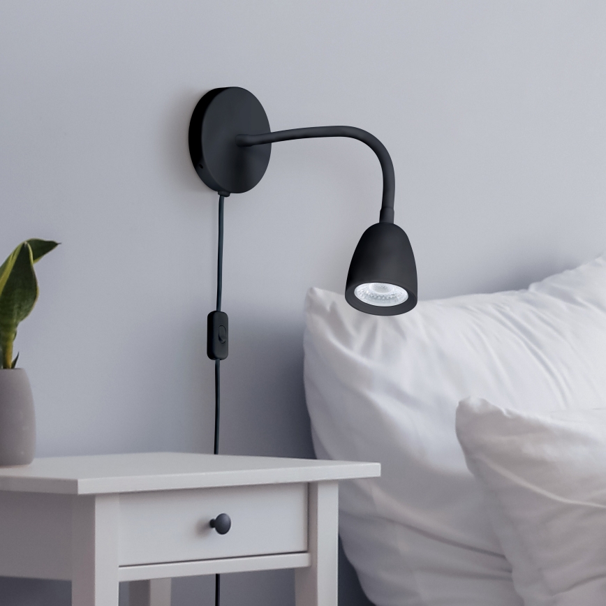 Lille LED væglampe dæmpbar LED/4W/230V sort